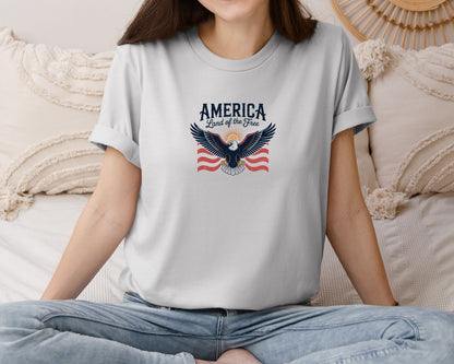 brand:Bella Canvas|color:Sports Grey / Athletic Heather|4Th Of July Shirt Usa Flag Eagle Graphic T-Shirt