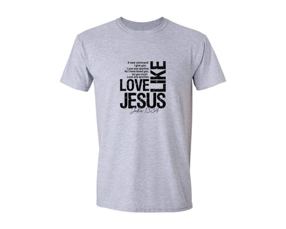 brand:Generic|color:Sports Grey / Athletic Heather|Love Like Jesus Floral Graphic T-Shirt