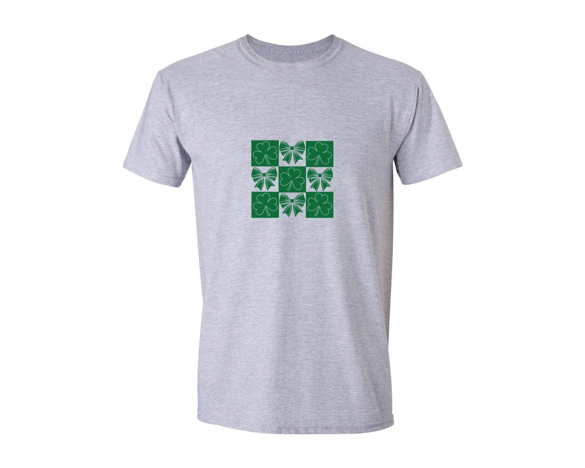 brand:Generic|color:Sports Grey / Athletic Heather|Checkered St Patricks Day 4 Graphic T-Shirt
