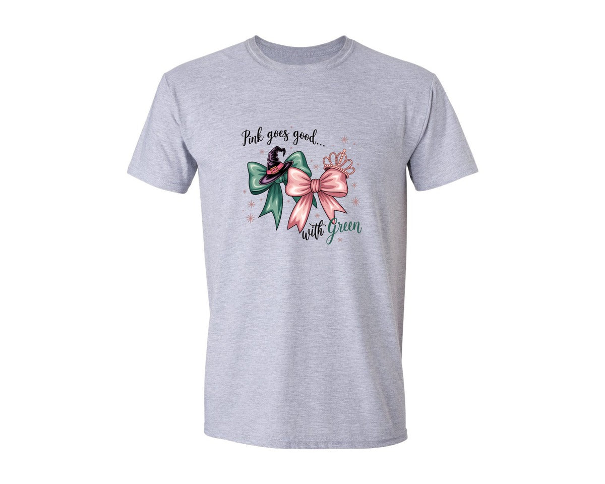 brand:Generic|color:Sports Grey / Athletic Heather|Pink Goes Good With Green 4 Graphic T-Shirt
