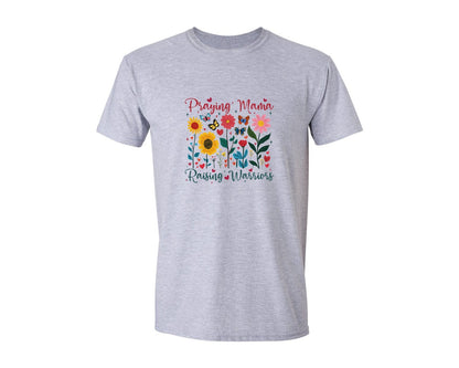 brand:Generic|color:Sports Grey / Athletic Heather|Praying Mama Raising Warriors Boho Graphic T-Shirt