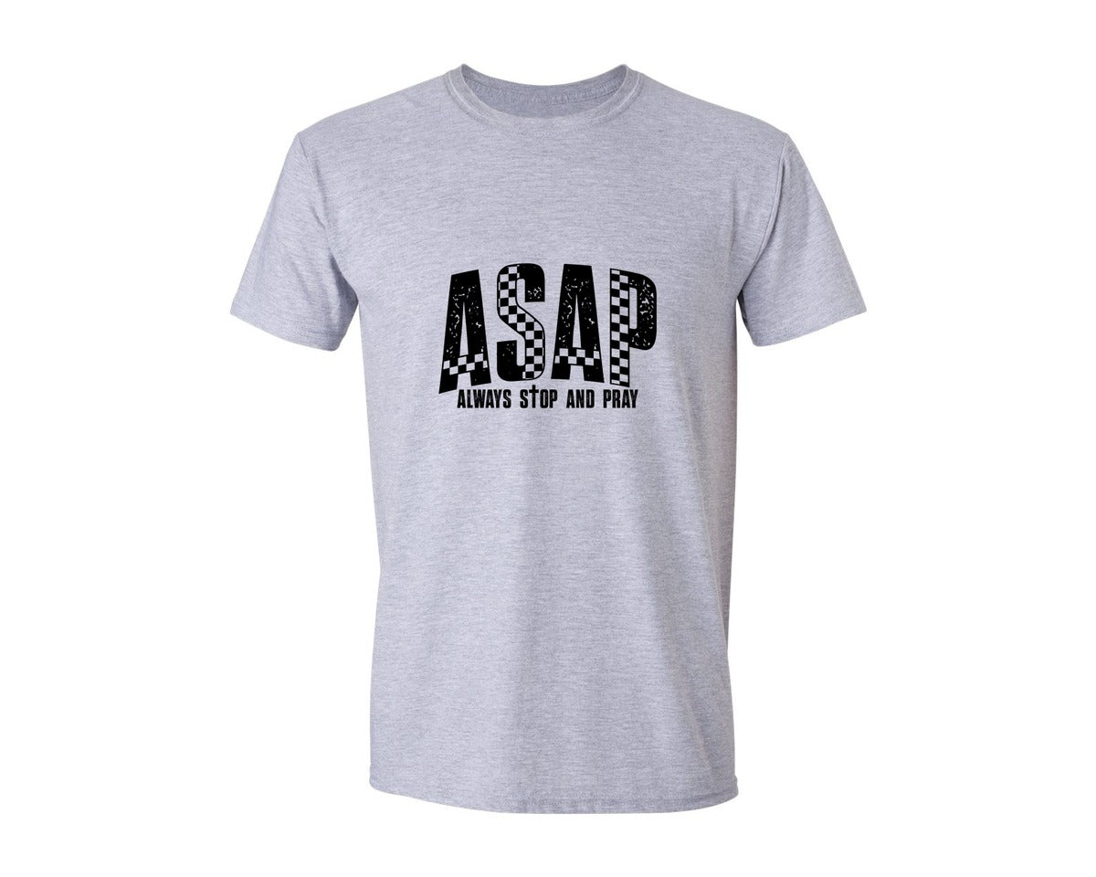 brand:Generic|color:Sports Grey / Athletic Heather|Asap Always Stop And Pray Faith Graphic T-Shirt