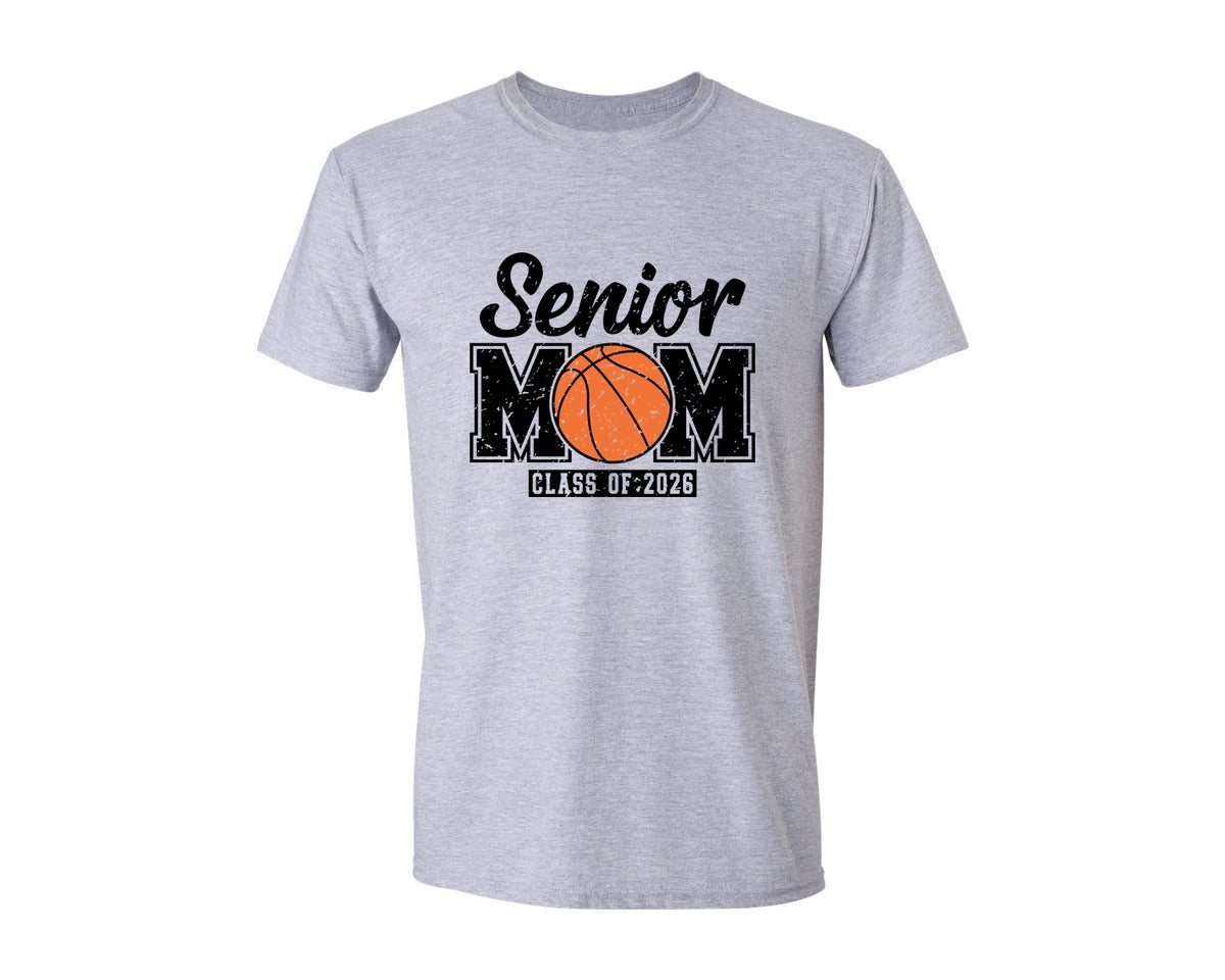 brand:Generic|color:Sports Grey / Athletic Heather|Senior Basketball Mom Class Of 2026 Graphic T-Shirt