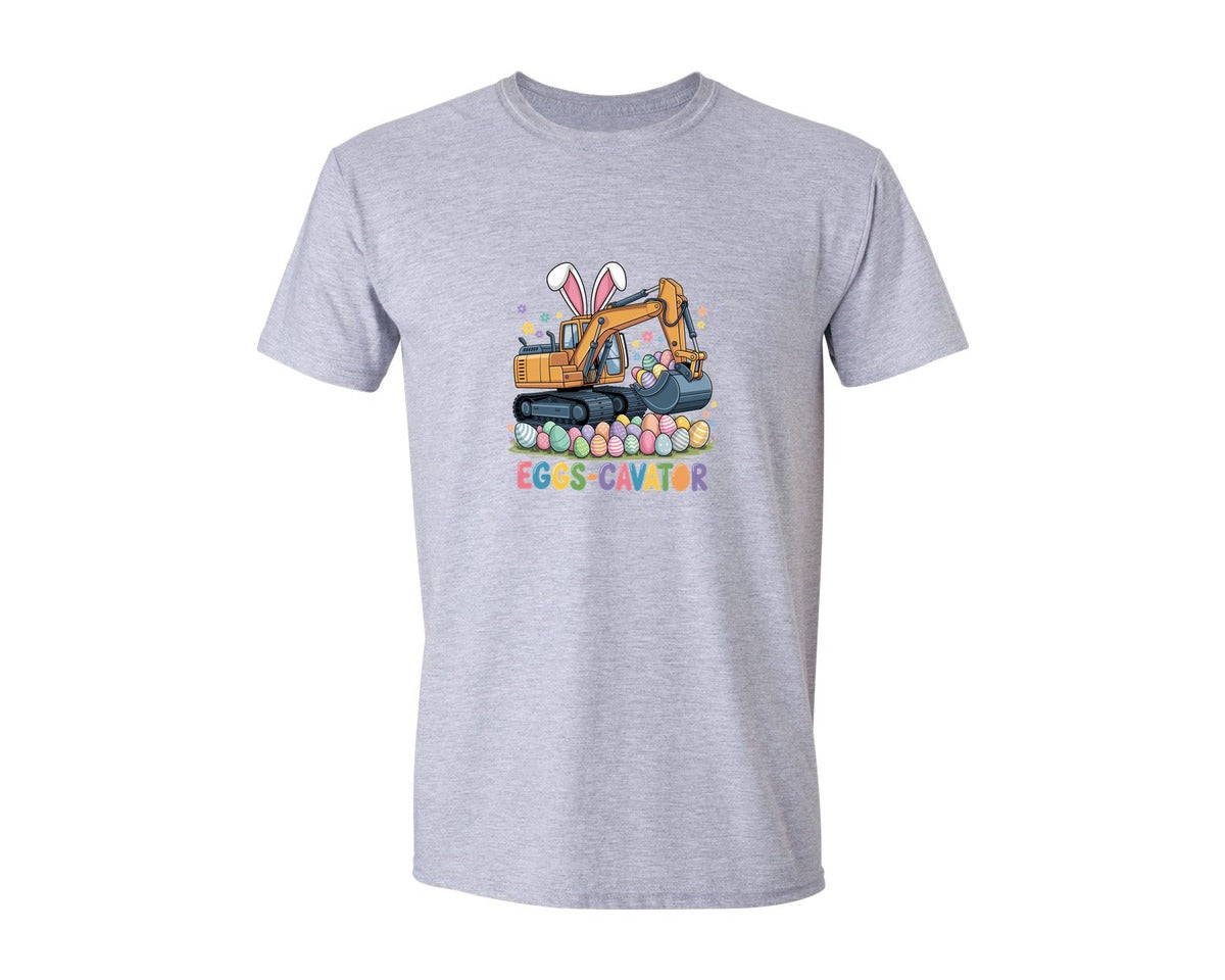 brand:Generic|color:Sports Grey / Athletic Heather|Eggs Cavator Easter Excavator 3 Graphic T-Shirt