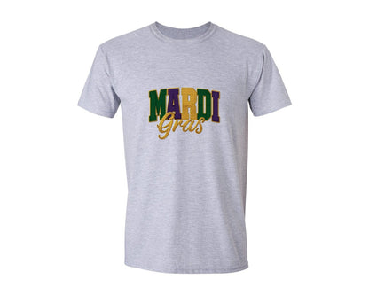 brand:Generic|color:Sports Grey / Athletic Heather|Embroidery Mardi Gras Louisiana Graphic T-Shirt