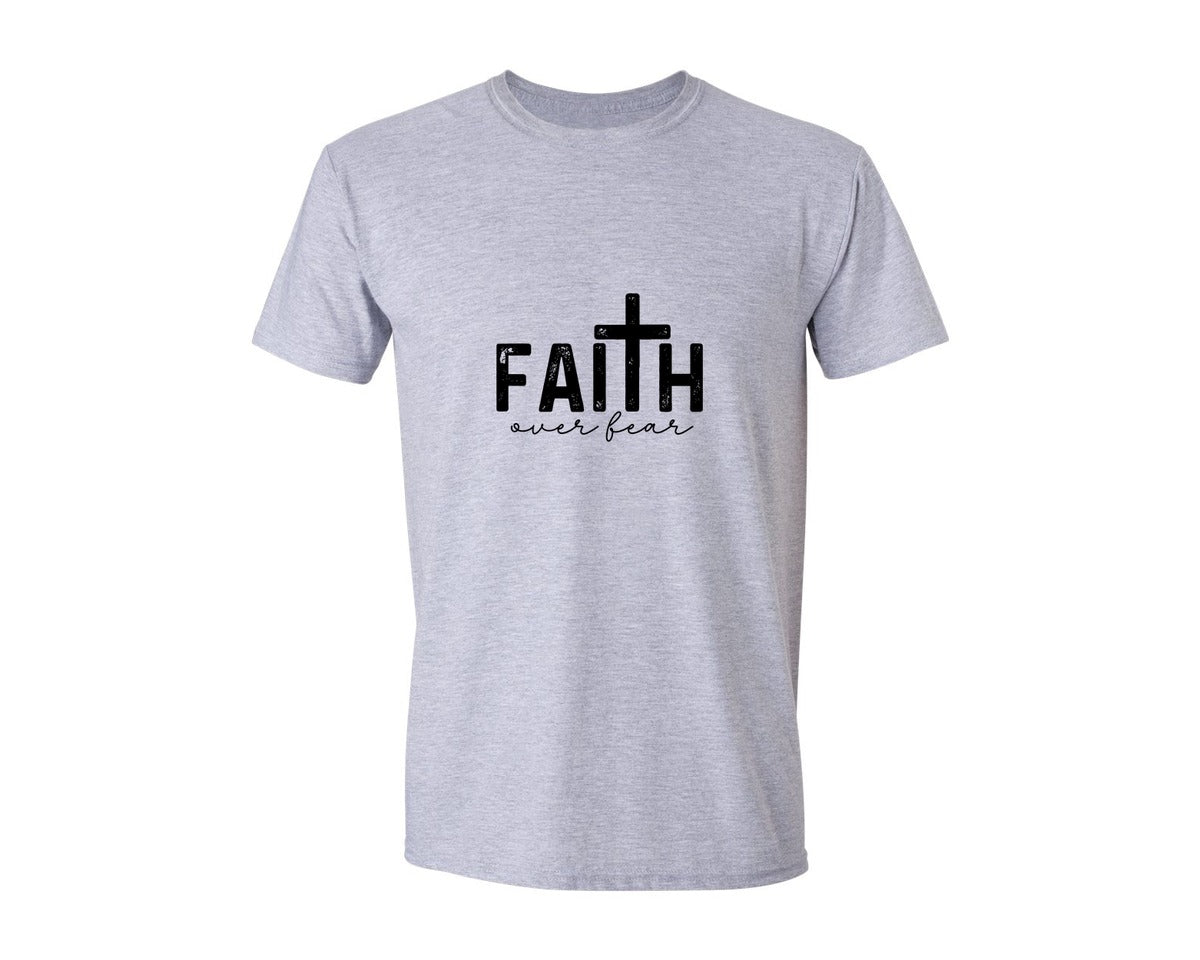 brand:Generic|color:Sports Grey / Athletic Heather|Faith Over Fear Christian Shirt 5 Graphic T-Shirt
