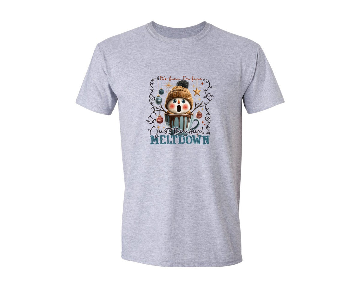 brand:Generic|color:Sports Grey / Athletic Heather|Funny Christmas Snowman 3 Graphic T-Shirt