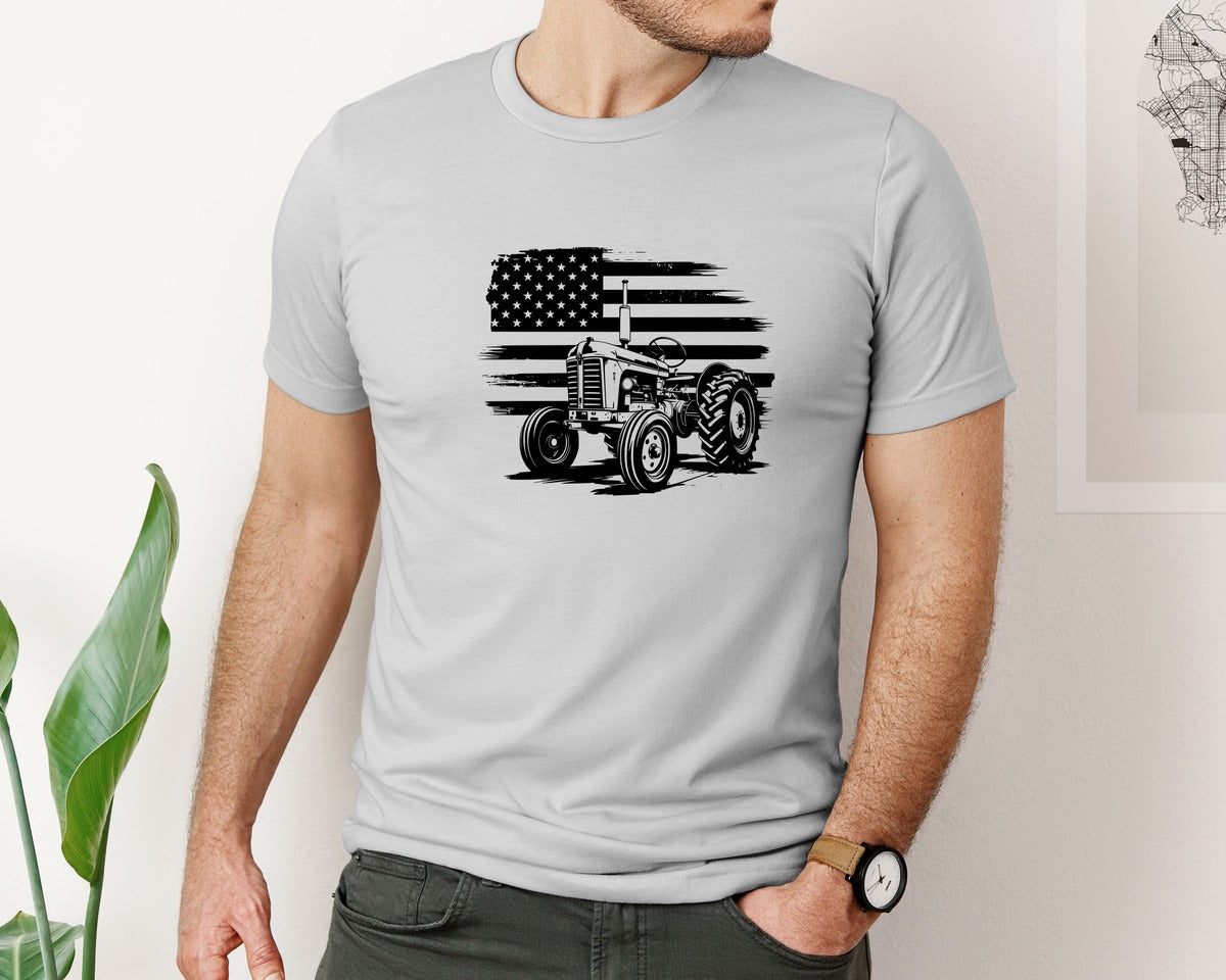 brand:Bella Canvas|color:Sports Grey / Athletic Heather|Tractor Flag Vector T Shirt Design Graphic T-Shirt