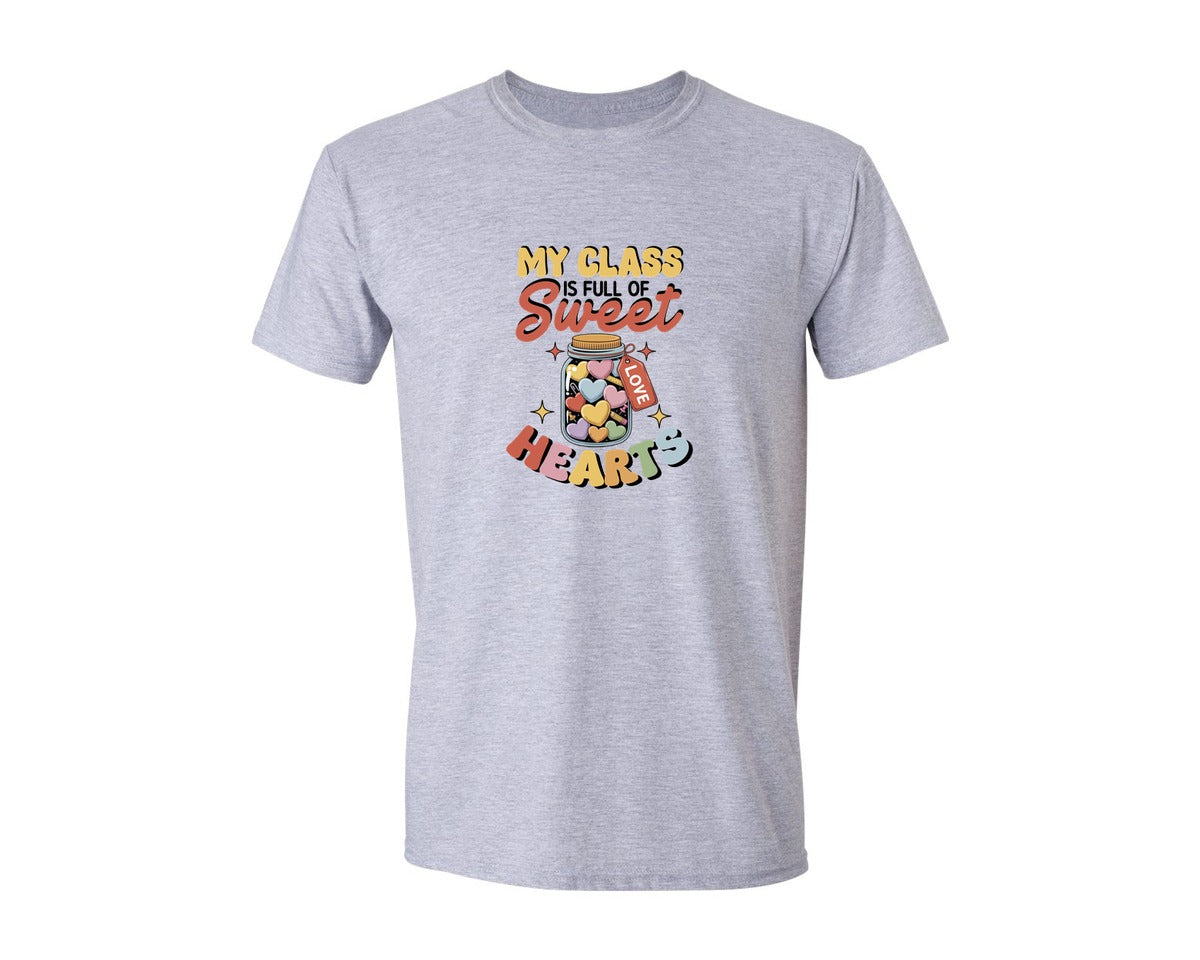 brand:Generic|color:Sports Grey / Athletic Heather|Valentine Teacher My Class Sweet Hearts Graphic T-Shirt