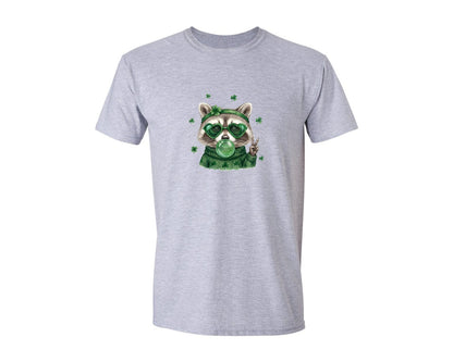 brand:Generic|color:Sports Grey / Athletic Heather|Cute St Patricks Day Raccoon 2 Graphic T-Shirt