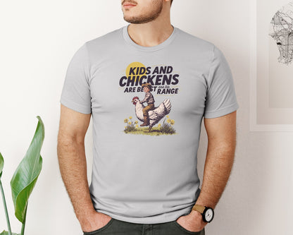 brand:Bella Canvas|color:Sports Grey / Athletic Heather|Kids And Chickens Vintage Farm Graphic T-Shirt