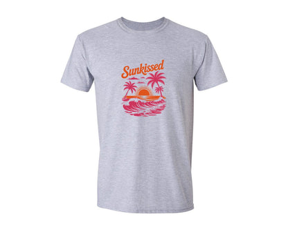 brand:Generic|color:Sports Grey / Athletic Heather|Summer Sunkissed Retro Beach Sunset Graphic T-Shirt