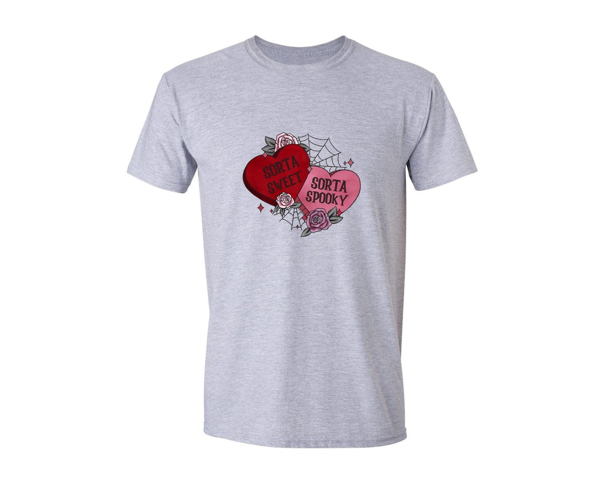 brand:Generic|color:Sports Grey / Athletic Heather|Spooky Gothic Valentines Day Graphic T-Shirt