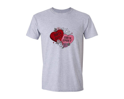 brand:Generic|color:Sports Grey / Athletic Heather|Spooky Gothic Valentines Day Graphic T-Shirt
