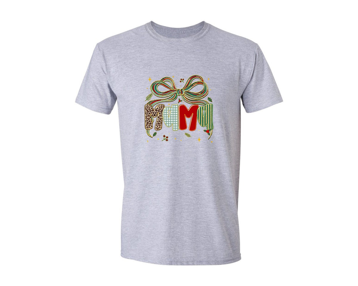 brand:Generic|color:Sports Grey / Athletic Heather|Christmas Coquette Mama Graphic T-Shirt