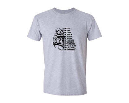 brand:Generic|color:Sports Grey / Athletic Heather|My God Is Everything Christian Graphic T-Shirt