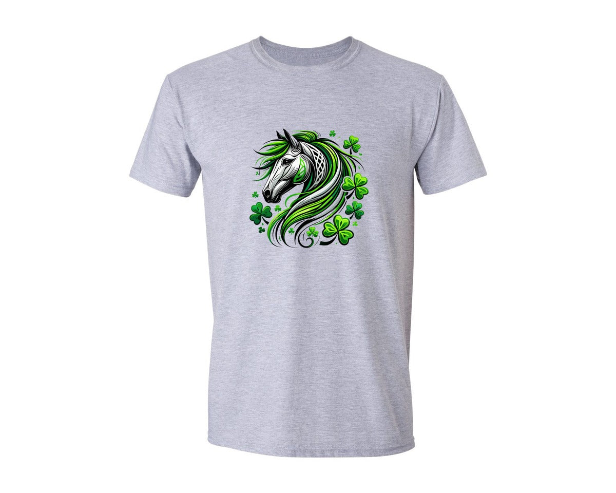 brand:Generic|color:Sports Grey / Athletic Heather|St Patricks Day Horse Lucky Graphic T-Shirt