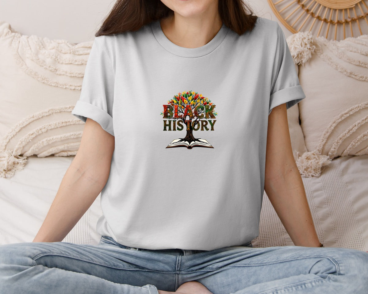 brand:Bella Canvas|color:Sports Grey / Athletic Heather|Black History Month Tree Of Knowledge Graphic T-Shirt