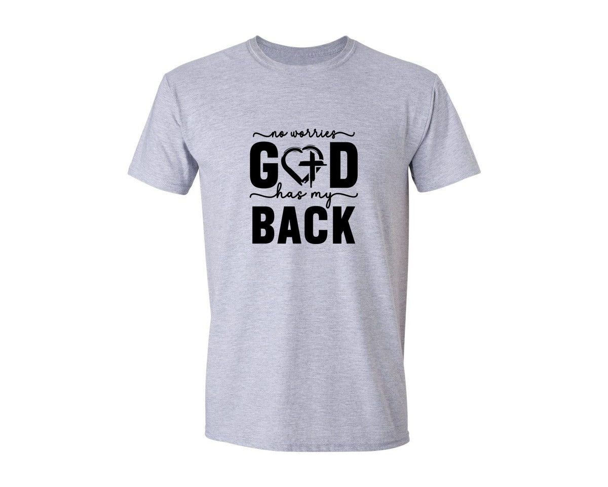 brand:Generic|color:Sports Grey / Athletic Heather|God Has My Back Christian Graphic T-Shirt