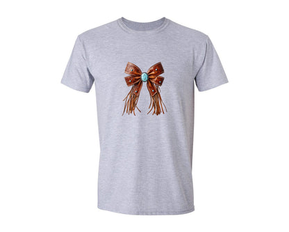 brand:Generic|color:Sports Grey / Athletic Heather|Western Bow Vintage Cowgirl Coquette Graphic T-Shirt