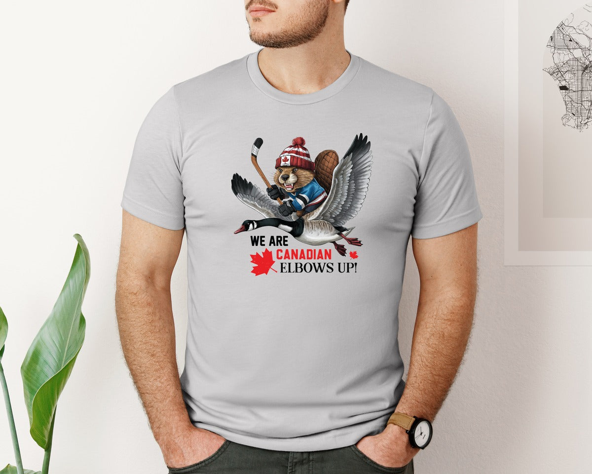 brand:Bella Canvas|color:Sports Grey / Athletic Heather|We Are Canada Elbows Up 2 Graphic T-Shirt