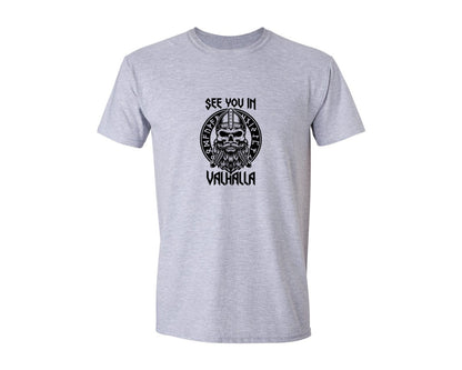 brand:Generic|color:Sports Grey / Athletic Heather|See You In Valhalla Viking Nordic Skull Graphic T-Shirt