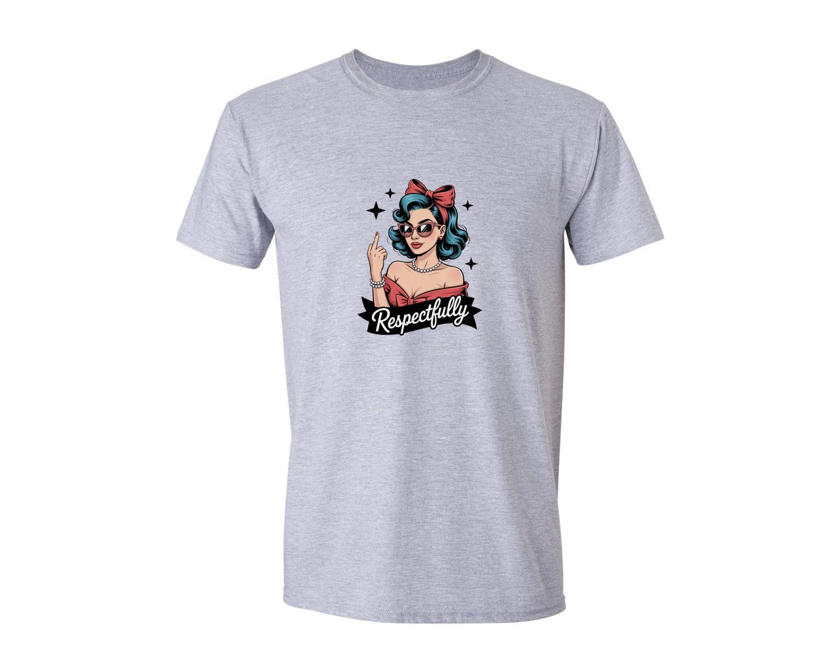 brand:Generic|color:Sports Grey / Athletic Heather|Respectfully Retro Middle Finger Graphic T-Shirt