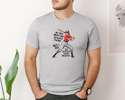 brand:Bella Canvas|color:Sports Grey / Athletic Heather|Baseball Mom Funny Softball 3 Graphic T-Shirt