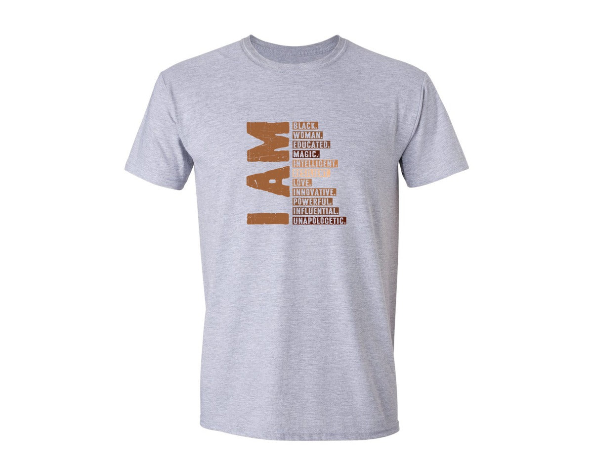 brand:Generic|color:Sports Grey / Athletic Heather|Black Woman Black History Month T Shirt Graphic T-Shirt