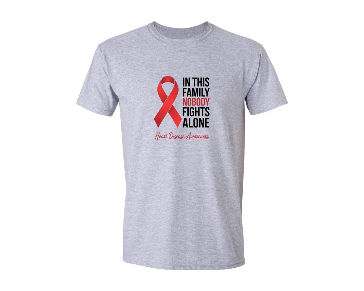 brand:Generic|color:Sports Grey / Athletic Heather|Nobody Fights Alone Heart Disease Graphic T-Shirt