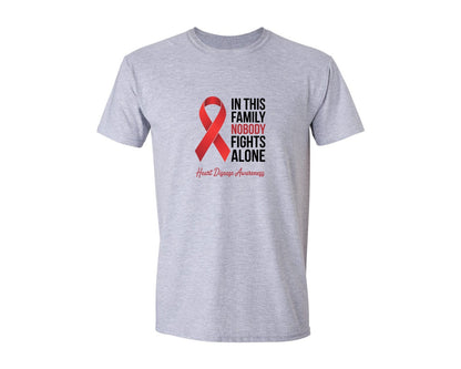 brand:Generic|color:Sports Grey / Athletic Heather|Nobody Fights Alone Heart Disease Graphic T-Shirt