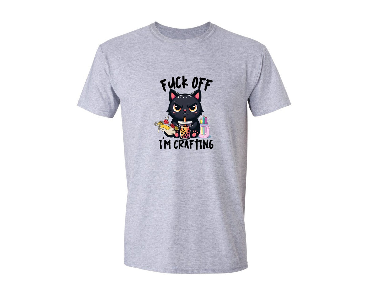 brand:Generic|color:Sports Grey / Athletic Heather|Black Cat Knitting Crochet Cat Lady Graphic T-Shirt