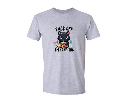 brand:Generic|color:Sports Grey / Athletic Heather|Black Cat Knitting Crochet Cat Lady Graphic T-Shirt