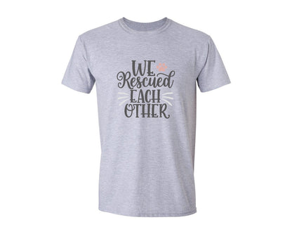 brand:Generic|color:Sports Grey / Athletic Heather|We Rescued Each Other Cute Cat Quote Graphic T-Shirt