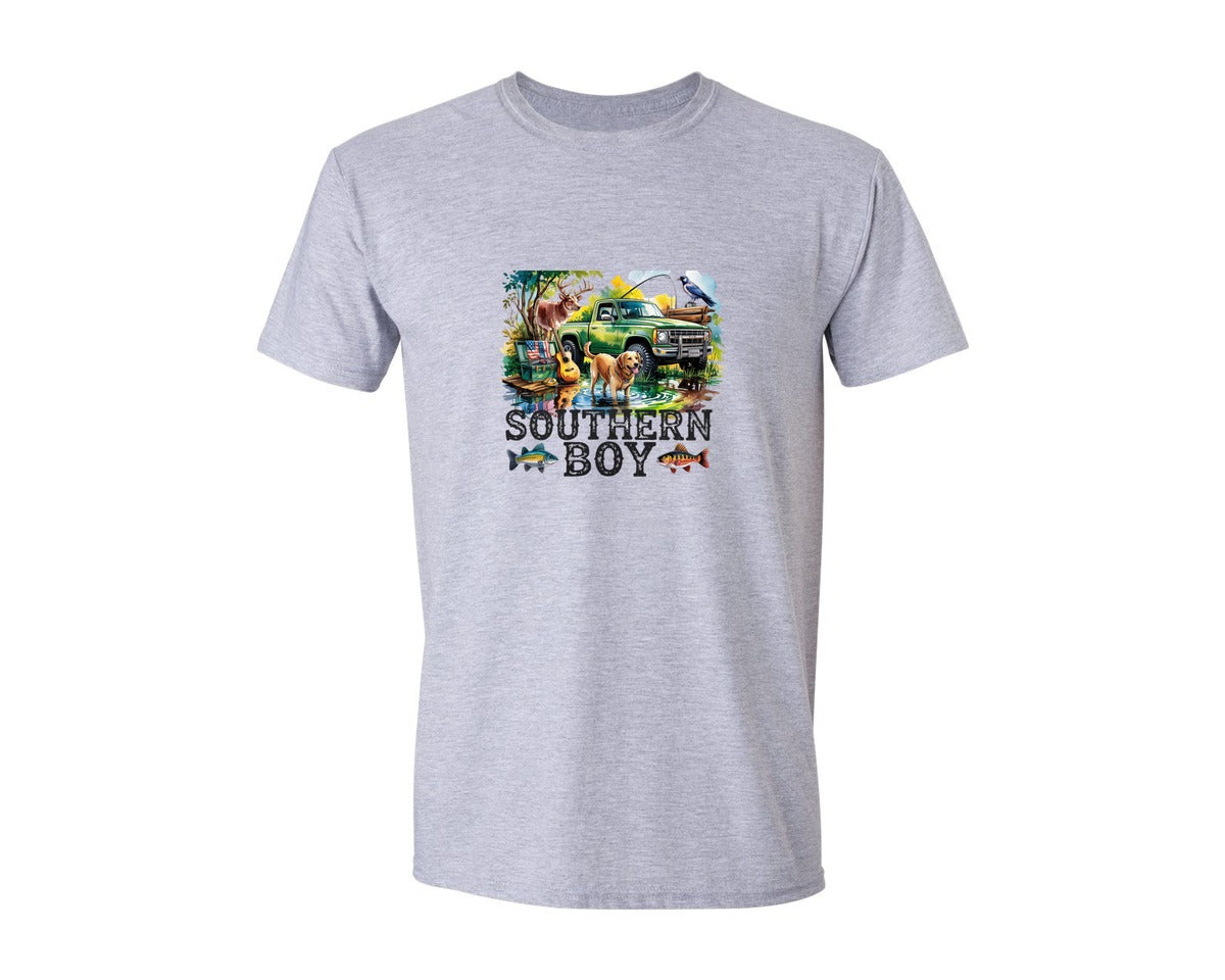 brand:Generic|color:Sports Grey / Athletic Heather|Southern Boy Hunting Graphic T-Shirt