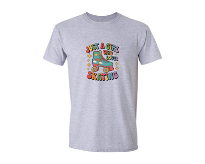 brand:Generic|color:Sports Grey / Athletic Heather|Retro Vintage Girl Loves Roller Skates Graphic T-Shirt