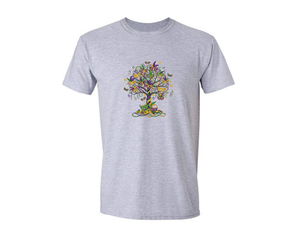 brand:Generic|color:Sports Grey / Athletic Heather|Mardi Gras Mask Tree Sumlimation Design Graphic T-Shirt