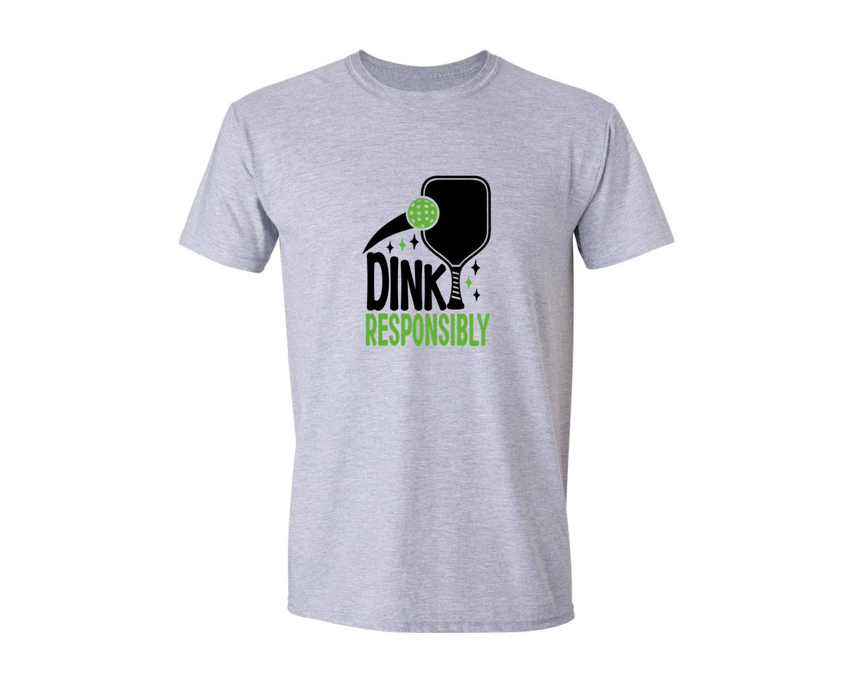 brand:Generic|color:Sports Grey / Athletic Heather|Dink Responsibly Pickleball Graphic T-Shirt