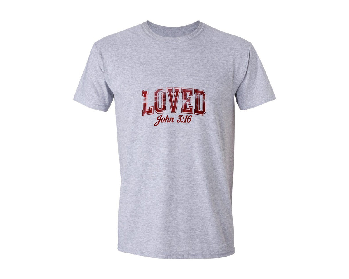 brand:Generic|color:Sports Grey / Athletic Heather|Christian Valentine Loved John 316 D 2 Graphic T-Shirt