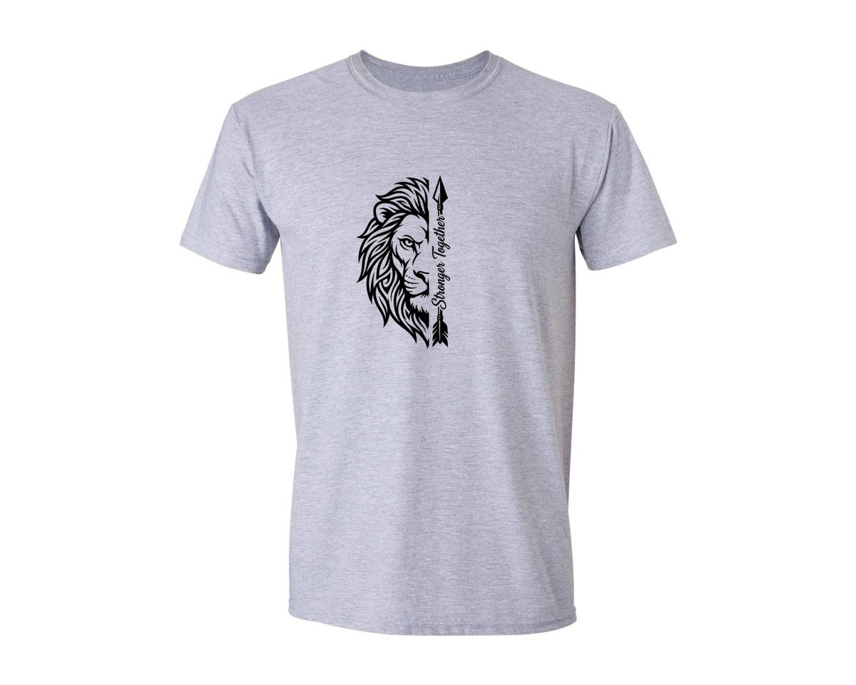 brand:Generic|color:Sports Grey / Athletic Heather|Lion Lioness Strong Couple Valentine Graphic T-Shirt