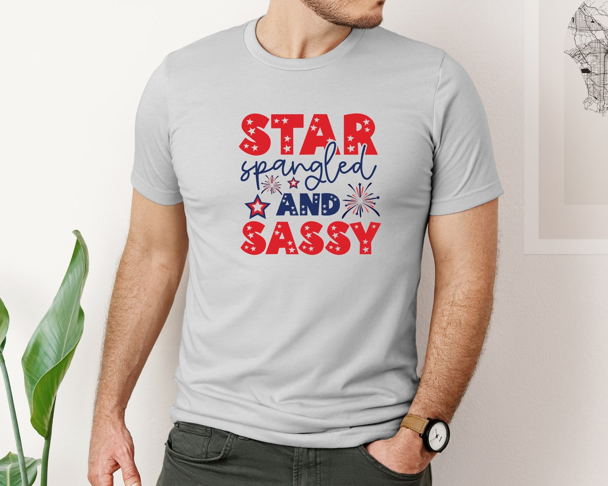 brand:Bella Canvas|color:Sports Grey / Athletic Heather|Star Spangled And Sassy 88 Graphic T-Shirt