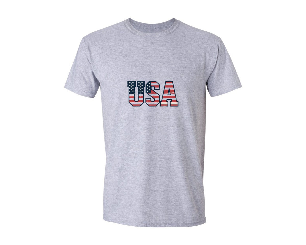 brand:Generic|color:Sports Grey / Athletic Heather|Distressed Usa 2 Graphic T-Shirt