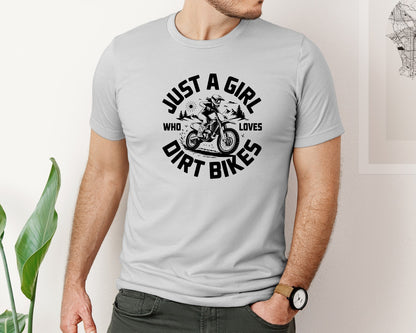 brand:Bella Canvas|color:Sports Grey / Athletic Heather|Just A Girl Who Loves Dirt Bikes T S Graphic T-Shirt