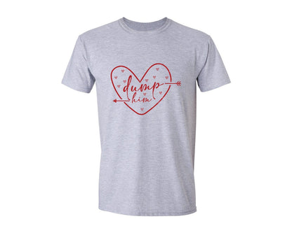 brand:Generic|color:Sports Grey / Athletic Heather|Valentines Day Heart Design Dump Him P Graphic T-Shirt