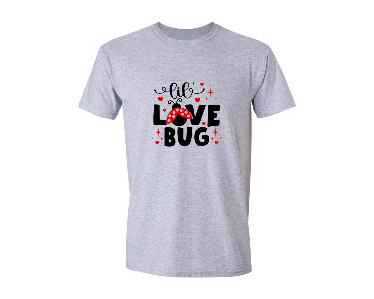 brand:Generic|color:Sports Grey / Athletic Heather|Lil Love Bug Valentines Day Graphic T-Shirt