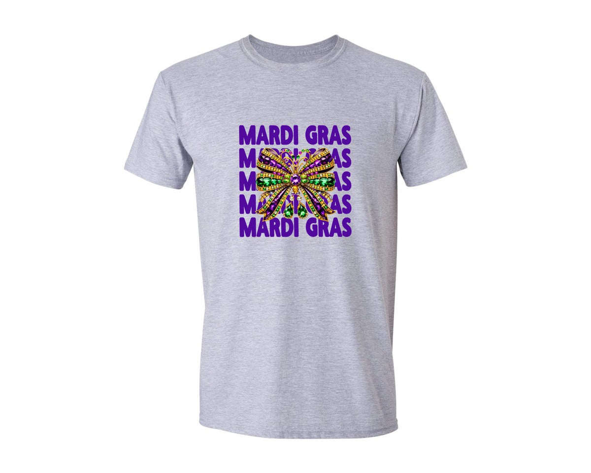 brand:Generic|color:Sports Grey / Athletic Heather|Mardi Gras Bow T Shirt 2 Graphic T-Shirt