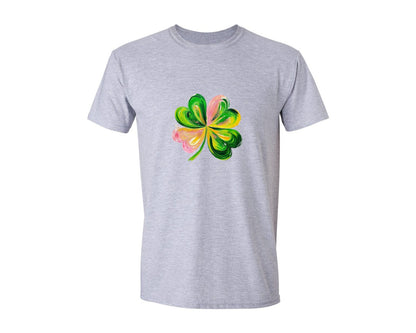brand:Generic|color:Sports Grey / Athletic Heather|Brushstroke Shamrock Graphic T-Shirt