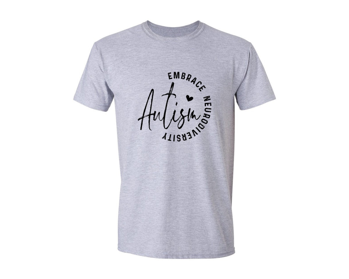 brand:Generic|color:Sports Grey / Athletic Heather|Embrace Neurodiversity Autism Graphic T-Shirt