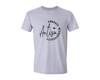 brand:Generic|color:Sports Grey / Athletic Heather|Embrace Neurodiversity Autism Graphic T-Shirt