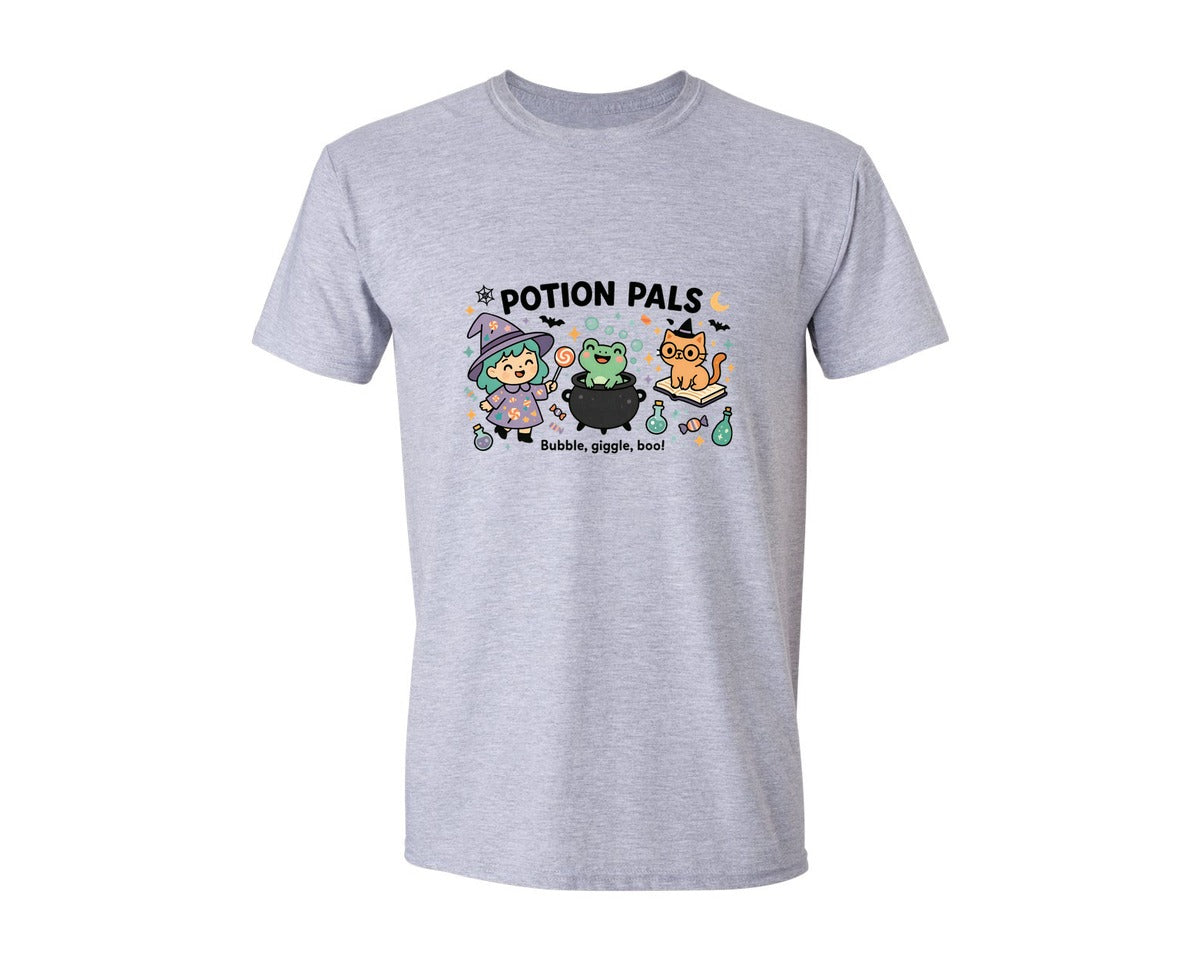 brand:Generic|color:Sports Grey / Athletic Heather|Potion Pals Halloween Graphic T-Shirt